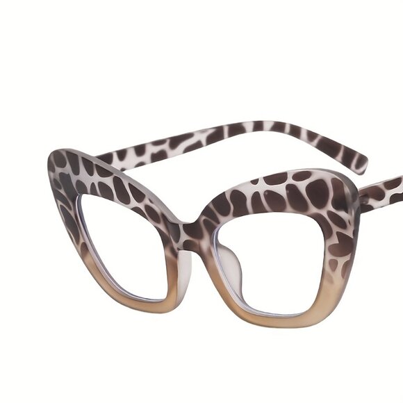 Oversized Cat-Eye Glasses – Giraffe Print Gradient Frame - Picture 2 of 2